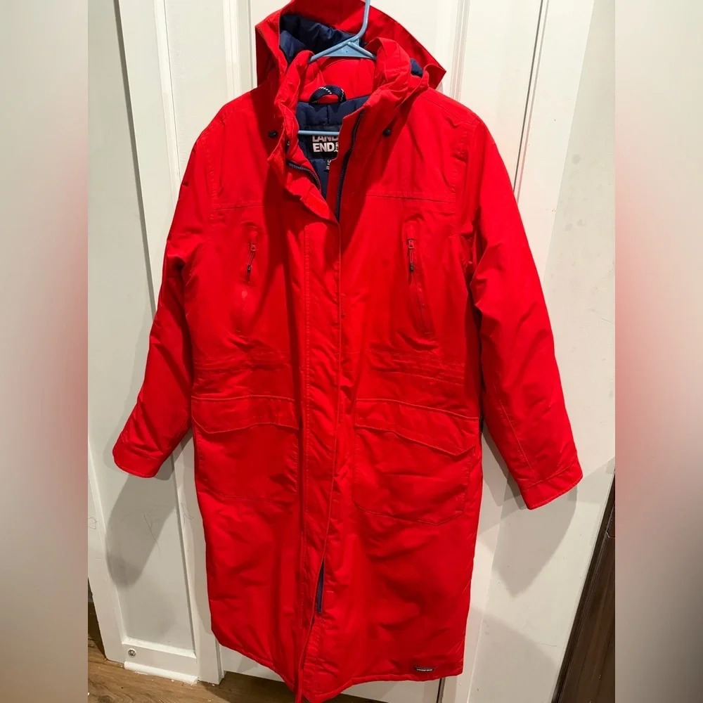 Lands' End Squall Waterproof‎ Insulated Winter Stadium Maxi Coat- Red, Women's L